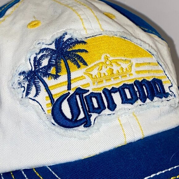 Corona Beer Baseball Cap Hat Distressed Patch Adjustable Adult size - Picture 2 of 5